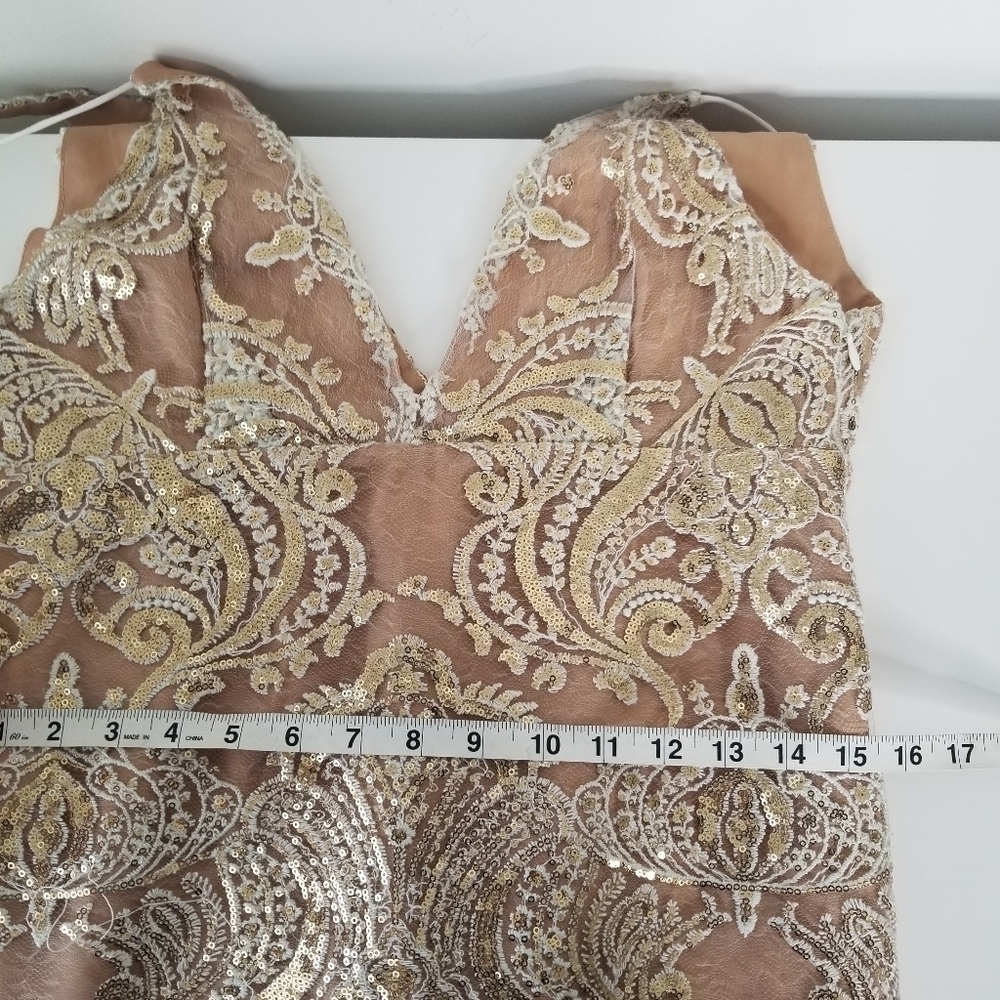 Free People Night Shimmers Mini Dress Lace Sparkly Size S Ivory/Beige Neutral - Picture 3 of 14